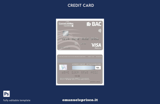 modello di carta platino visto Nicaragua BAC Bank in stile verificato